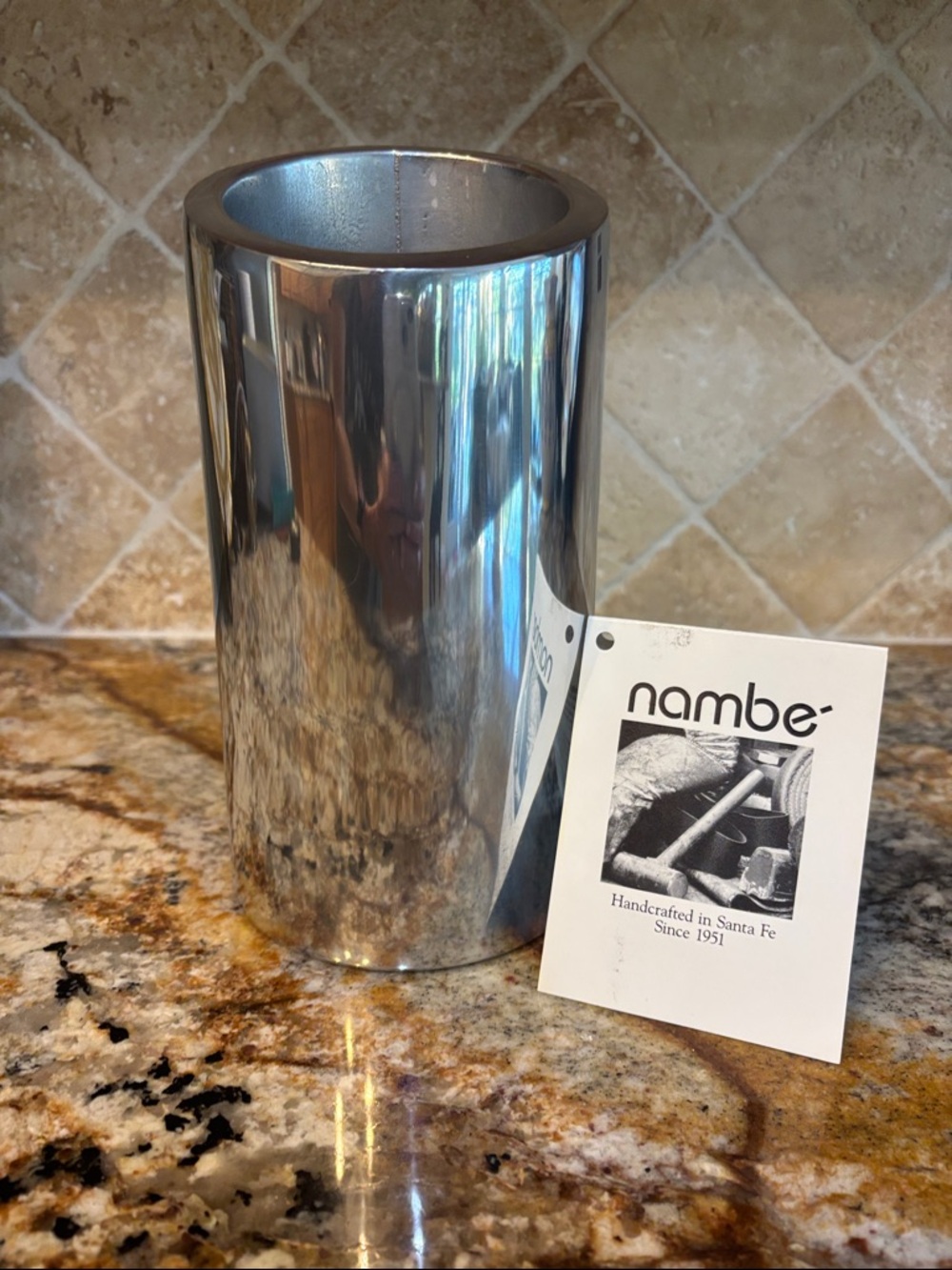 Nambe Polished Silver Tilt Wine Chiller